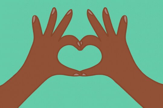 Heart shaped black hands illustration