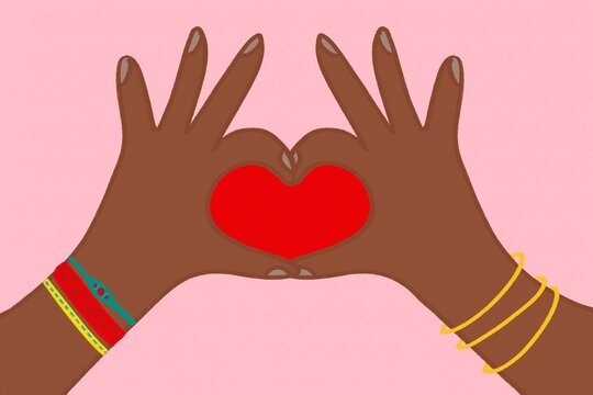 Heart shaped black hands illustration