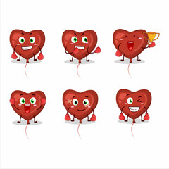 A sporty red love balloon boxing athlete cartoon mascot design