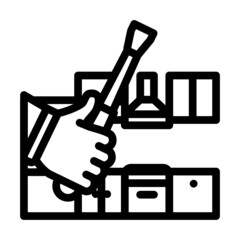 kitchen unit repairs line icon vector. kitchen unit repairs sign. isolated contour symbol black illustration