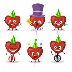 Cartoon character of red love balloon with various circus shows