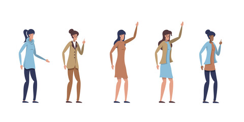 Set of female office workers.