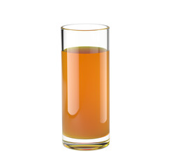 Glass with orange juice isolated on white background. 3D illustration.