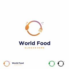World Food logo design icon template, planet food logo on isolated background
