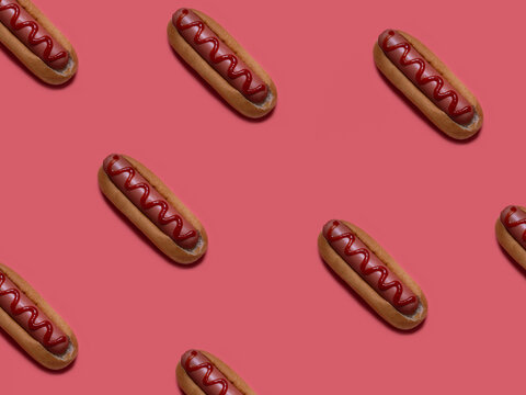Pattern with hot dogs