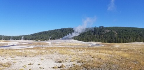 Old Faithful dormant after an eruption, Yellowstone National Park, Wyoming