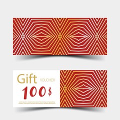 Luxurious gift vouchers set. Golden with red color on white background. Vector illustration EPS10.