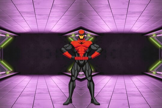 3d render illustration, Cartoon character of avenger hero