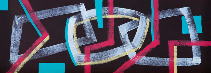 Interlocking Shapes on a Black Background, Elongated