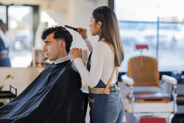Customer in barber shop