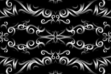 seamless Black and white caleidoscope gradient flower art pattern of indonesian traditional tenun batik ethnic dayak ornament for wallpaper ads background sticker or clothing