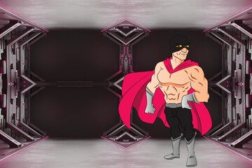 3d render illustration, Cartoon character of avenger hero