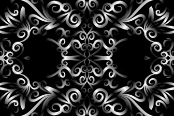 seamless Black and white caleidoscope gradient flower art pattern of indonesian traditional tenun batik ethnic dayak ornament for wallpaper ads background sticker or clothing