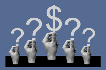 Hands With Dollar Sign And Question Marks