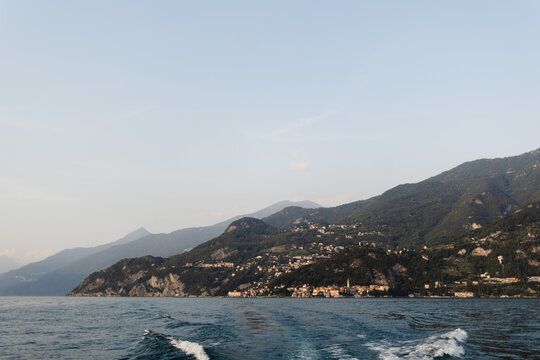 Exciting view on mountains which locating above city 