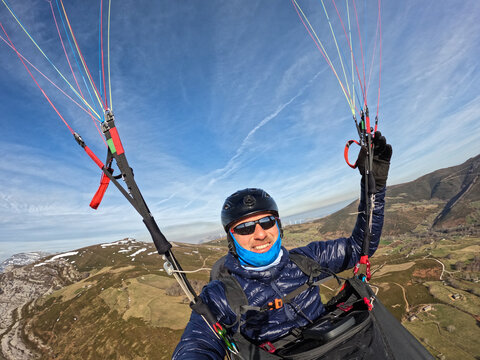 paraglider selfie mid flight