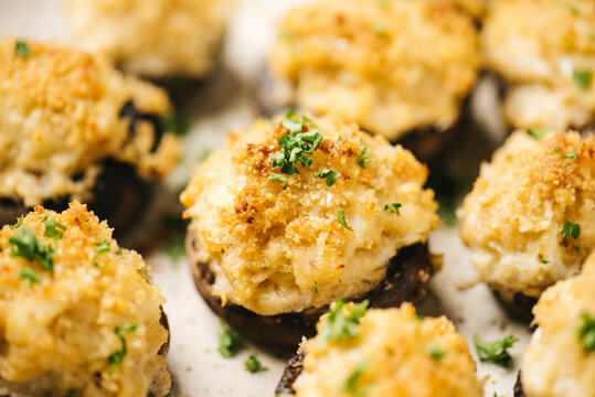 Crab Stuffed Mushrooms Closeup