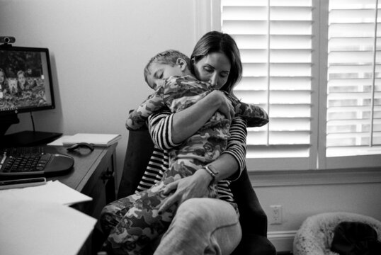Mother holding her son