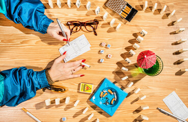 Retirement table games night/bingo, yahtzee dominos