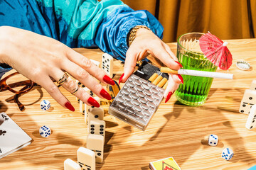 Retirement table games night/bingo, yahtzee dominos