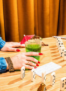 Retirement table games night/bingo, yahtzee dominos