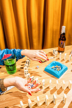 Retirement table games night/bingo, yahtzee dominos