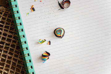 Rainbow pencil shaving