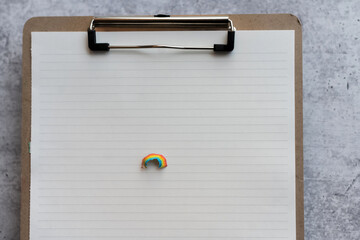 Rainbow pencil shavings on paper