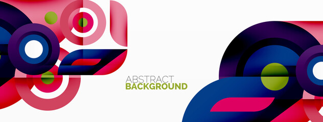 Fototapeta premium Abstract round shapes background. Minimalist decoration. Geometric background with circles and rings