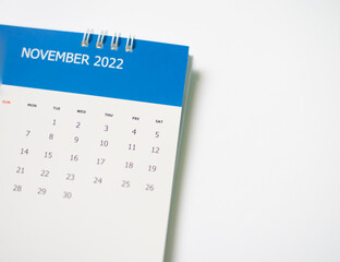 Close up calendar 2022 in planning concept.