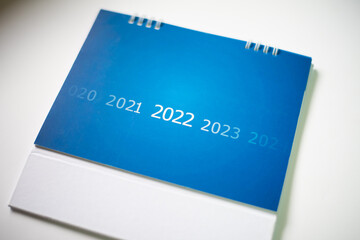 Close up calendar 2022 in planning concept.