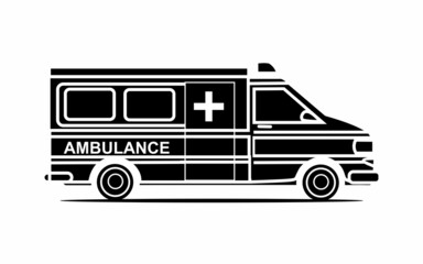 A toy ambulance with no outline or silhouette on a white background