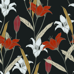 Beautiful seamless pattern with floral background, vector 