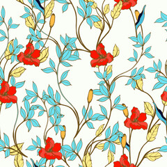 Beautiful seamless pattern with floral background, vector 