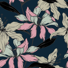 Beautiful seamless pattern with floral background, vector 
