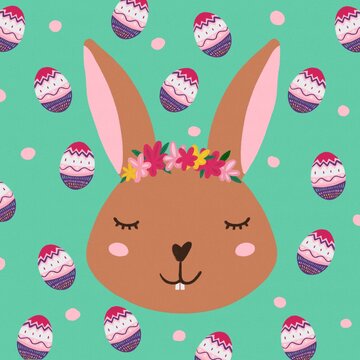 Easter rabbit with easter eggs illustration