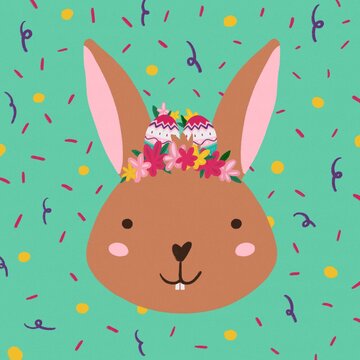 Easter Rabbit With Easter Eggs Illustration