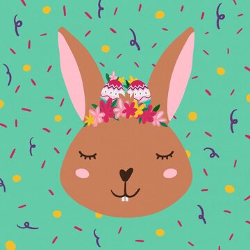 Easter rabbit with easter eggs illustration