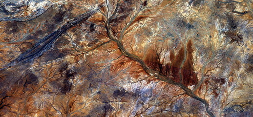autumnal forest, allegory,  abstract photography of the deserts of Africa from the air. aerial view...