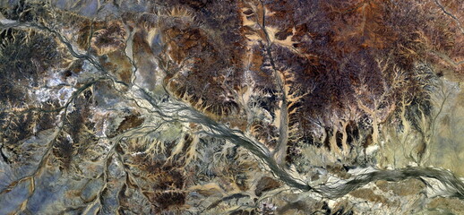 autumnal forest, allegory,  abstract photography of the deserts of Africa from the air. aerial view...