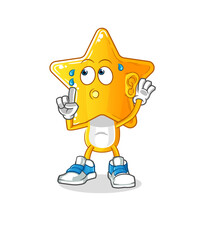 star head cartoon eavesdropping vector. cartoon character