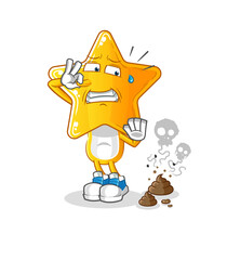 star head cartoon with stinky waste illustration. character vector
