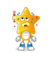 star head cartoon low battery mascot. cartoon vector