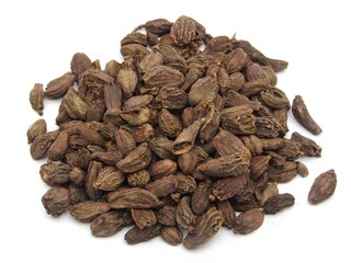 Black cardamom isolated on white background 