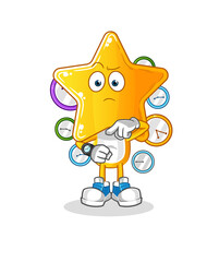star head cartoon with wristwatch. cartoon mascot vector
