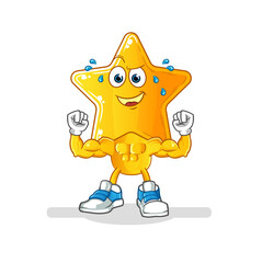 star head cartoon muscular. cartoon mascot vector