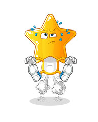 star head cartoon fart jumping illustration. character vector