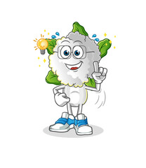 cauliflower head cartoon got an idea. mascot vector