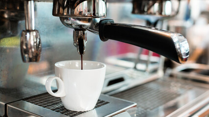 black coffee morning on a coffee maker