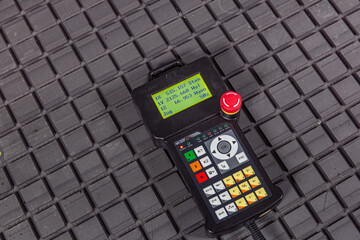 Control panel for adjust parameter cnc lathe machine or machining center for industrial on black...